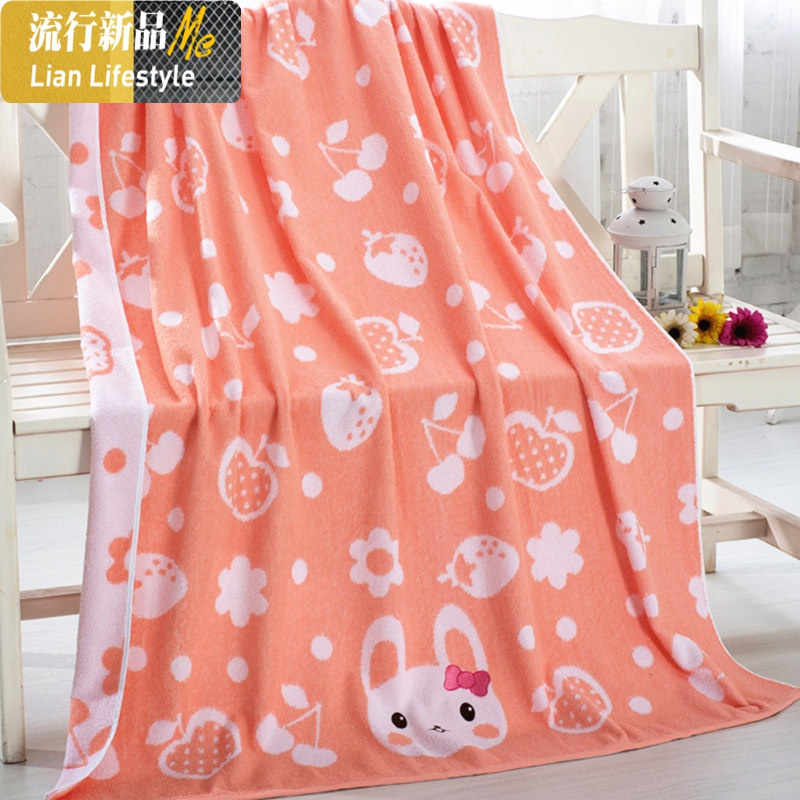 棉加厚儿童毛巾被卡通正方形大浴巾婴...