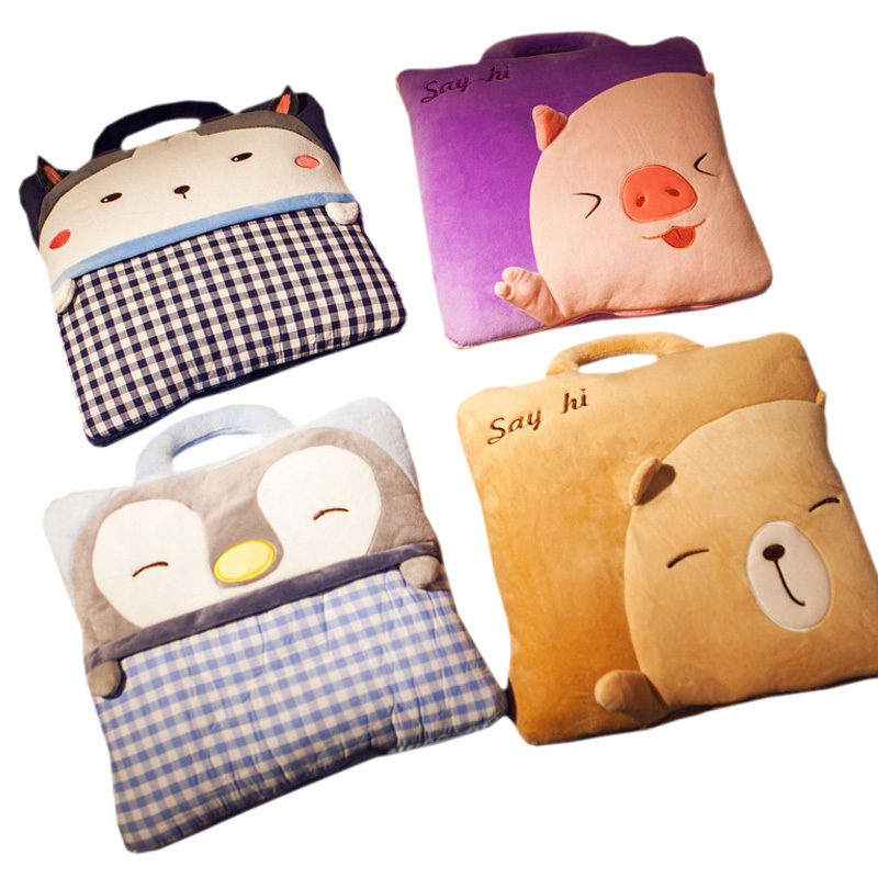 美帮汇汽车抱枕被子两用夏凉被午睡毯...