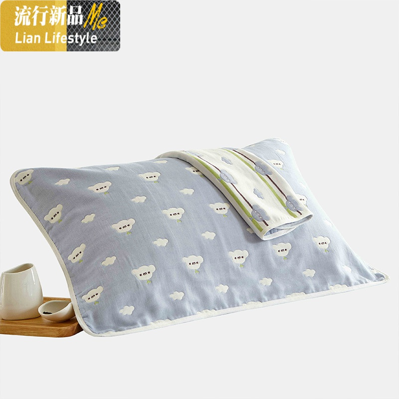 枕巾加厚棉纱布成人单人舒适透气吸汗...