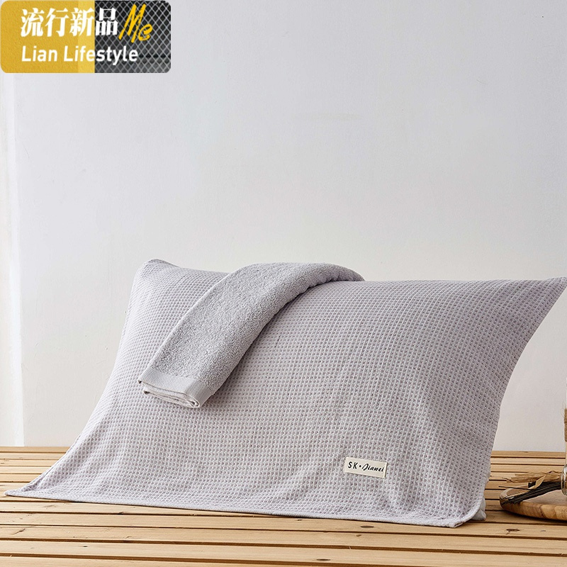 一面纱布一面毛圈枕巾 色棉枕头巾...