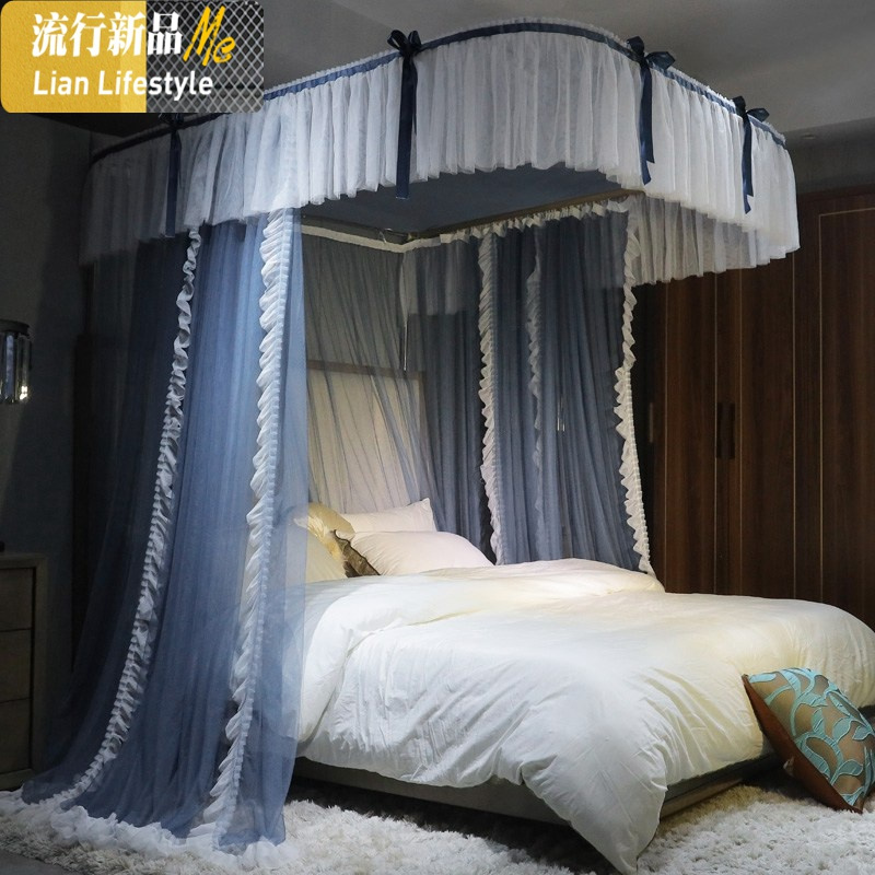 导轨U型蚊帐1.8m床双人家用加密...