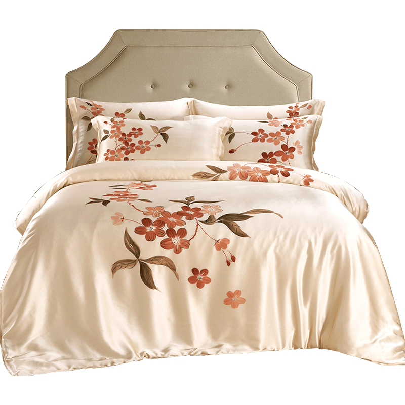 美帮汇100真丝四件套家纺桑蚕丝真...